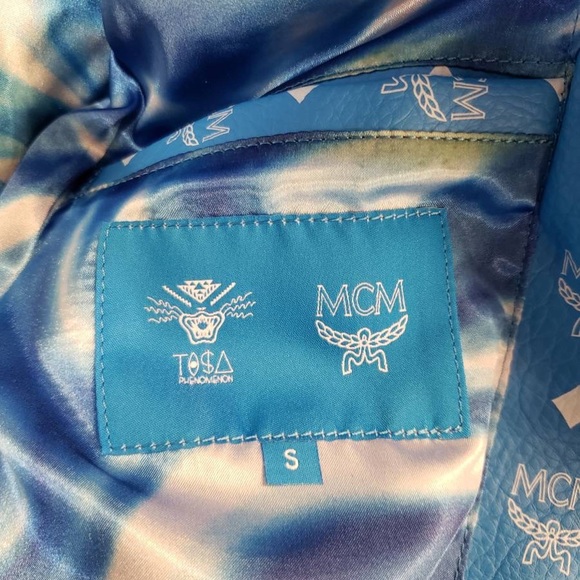 MCM x Tisa Rare Blue Monogram Biker Jacket sz SM - Picture 10 of 10